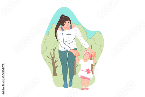Parental care and support, childcare, babysitting concept