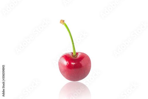 One cherry isolated on white background.