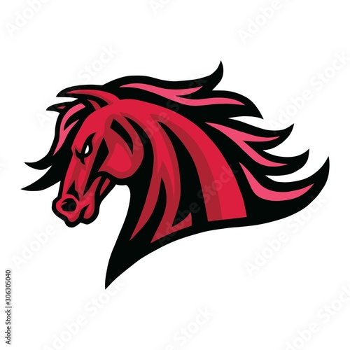 Mustang Horse Fierce Mascot Logo Vector Cartoon Design 