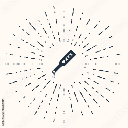 Grey Spanking paddle icon isolated on beige background. Fetish accessory. Sex toy for adult. Abstract circle random dots. Vector Illustration
