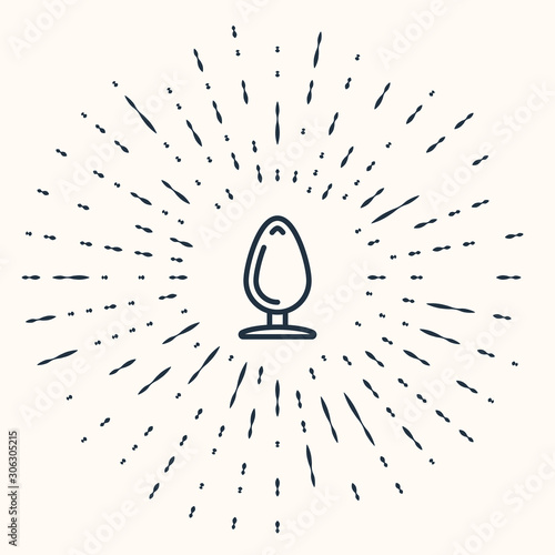 Grey Anal plug icon isolated on beige background. Butt plug sign. Fetish accessory. Sex toy for men and woman. Abstract circle random dots. Vector Illustration