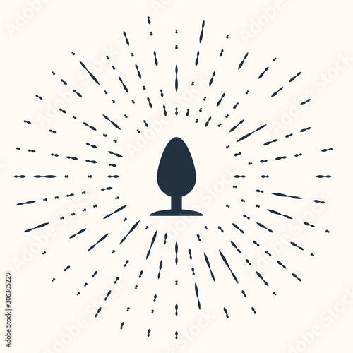 Grey Anal plug icon isolated on beige background. Butt plug sign. Fetish accessory. Sex toy for men and woman. Abstract circle random dots. Vector Illustration