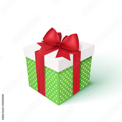 Gift box with red ribbon and bow