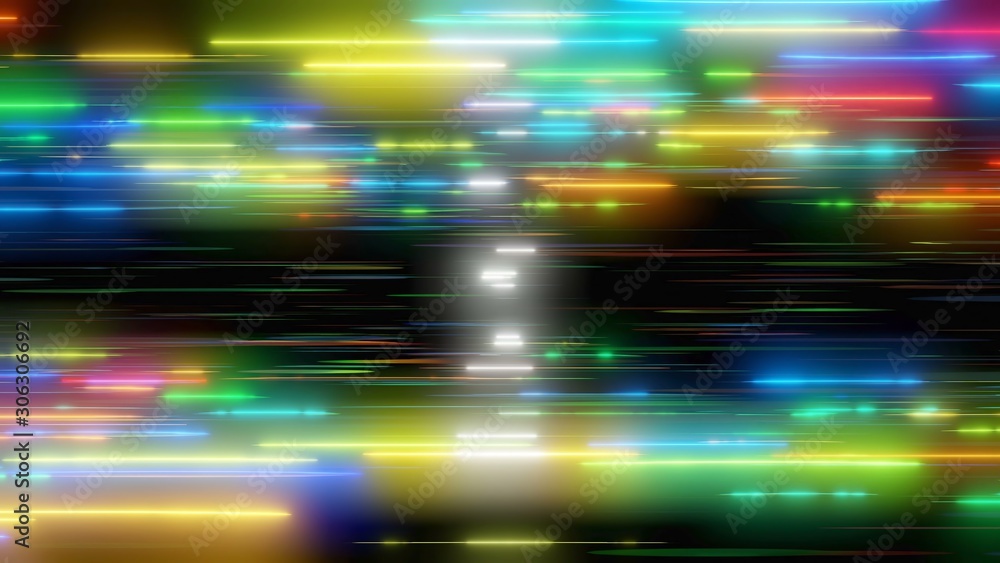 Colored glossy lines in motion - Side view, 3D Rendering Colored glossy lines in motion - Side view, 3D Rendering