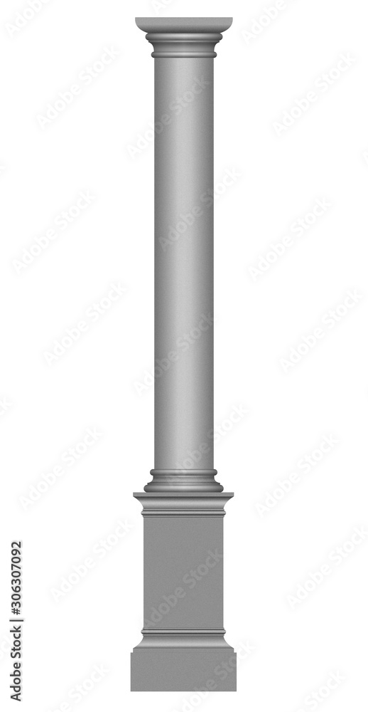 3D gray marble column on a white background 3D gray marble column on a white background
