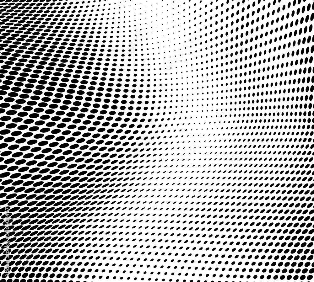 Abstract halftone texture in the form of a wave. Monochrome art background of black dots on white. Vector chaotic pattern. Template for printing and design of business cards, labels, posters Abstract halftone texture in the form of a wave. Monochrome art background of black dots on white. Vector chaotic pattern. Template for printing and design of business cards, labels, posters