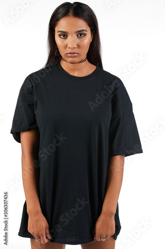 Blank t-shirt mock-up - Cool streetwear fashion girl ready for your design