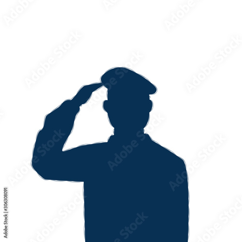 silhouette of man soldier american avatar character vector illustration design