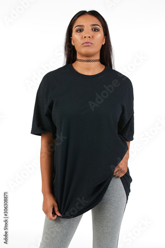 Blank t-shirt mock-up - Cool streetwear fashion girl ready for your design
