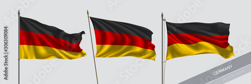 Set of Germany waving flag on isolated background vector illustration