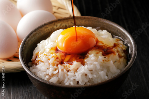 卵かけご飯　Raw egg on white rice, Japanese food
