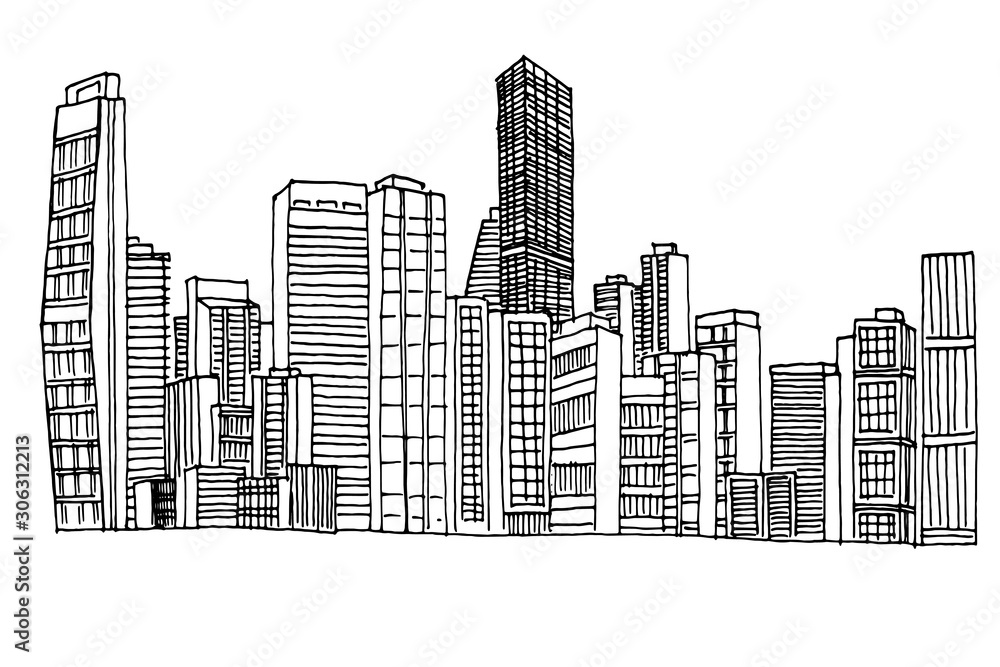 vector sketch of cityscape of Maiami, USA.