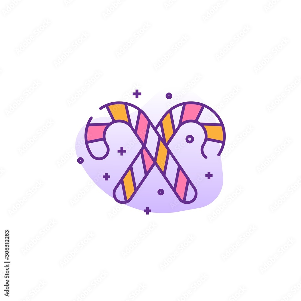 candy cane creative icon. flat multicolored illustration. From christmas icons collection. Isolated candy cane sign on white background candy cane creative icon. flat multicolored illustration. From christmas icons collection. Isolated candy cane sign on white background