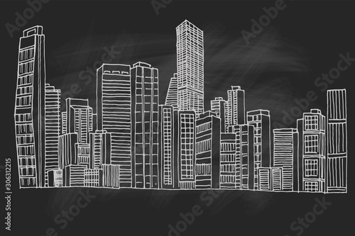 vector sketch of cityscape of Maiami, USA.