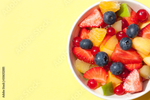 Bowl of healthy fresh fruit salad.