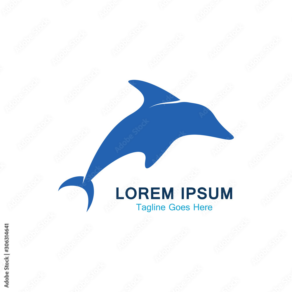 Obraz premium Dolphin smart fish jump logo in the sea template design icon