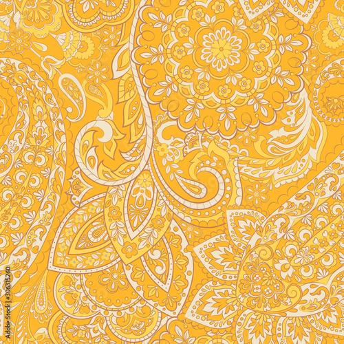  Paisley Ornamental seamless pattern. kalamkari vector fabric background