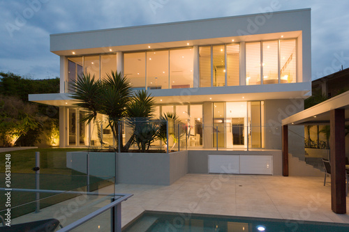 фотографія Modern luxury house at sunset