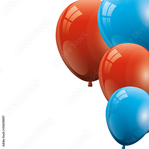 set balloons helium red with white and blue vector illustration design