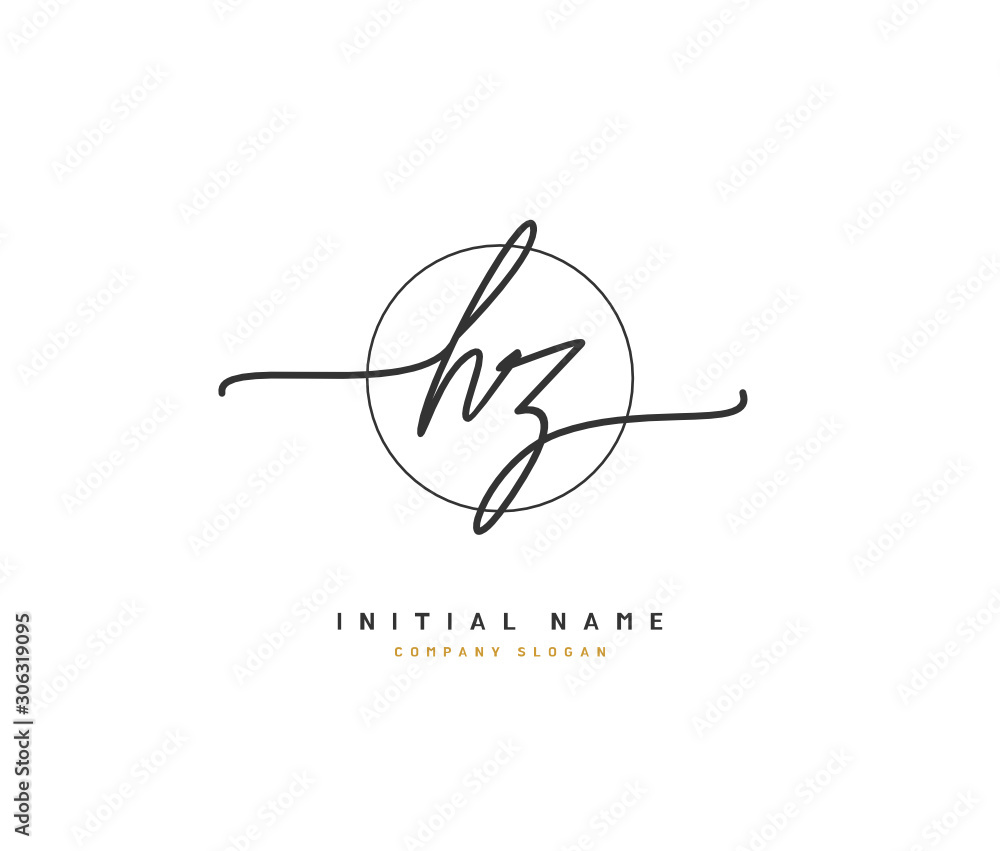 H Z HZ Beauty vector initial logo, handwriting logo of initial signature, wedding, fashion, jewerly, boutique, floral and botanical with creative template for any company or business.