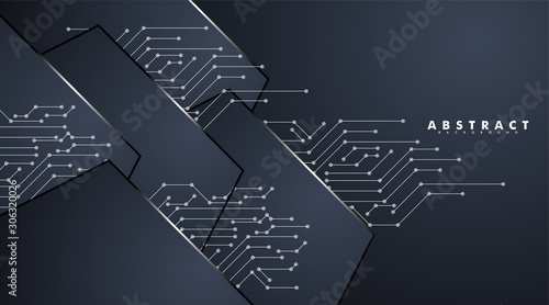 abstract vector background. hexagon blue dark with future circuit board technology. design technology background