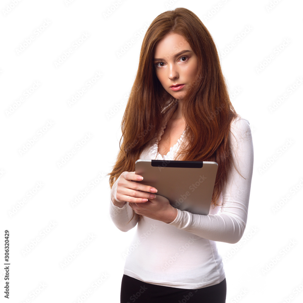 Redhead Businesswoman With Tablet Computer Redhead Businesswoman With Tablet Computer