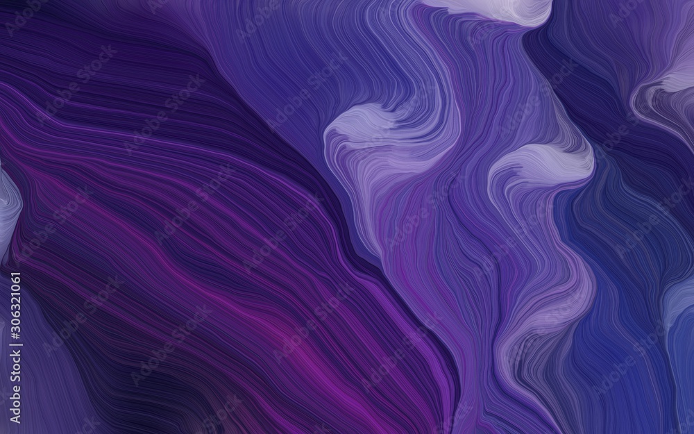 elegant curvy swirl waves background design with dark slate blue, very dark violet and pastel purple color