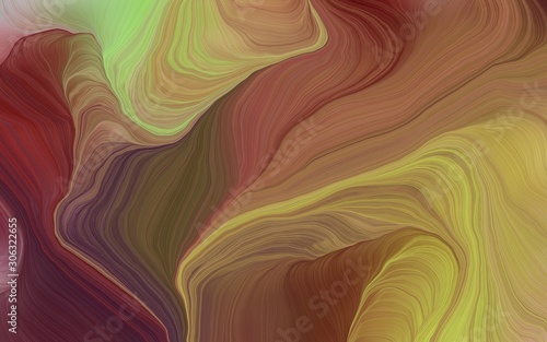 elegant curvy swirl waves background design with pastel brown, brown and dark khaki color