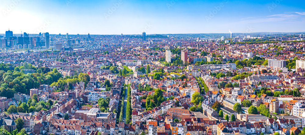 Naklejka Brussels panoramic cityscape, Belgium