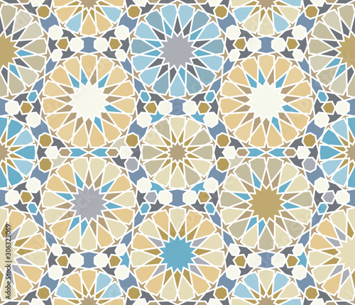 Islamic seamless pattern, zellige ornament.