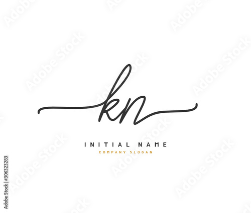 K N KN Beauty vector initial logo, handwriting logo of initial signature, wedding, fashion, jewerly, boutique, floral and botanical with creative template for any company or business.