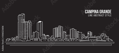 Cityscape Building panorama Line art Vector Illustration design - Campina Grande city