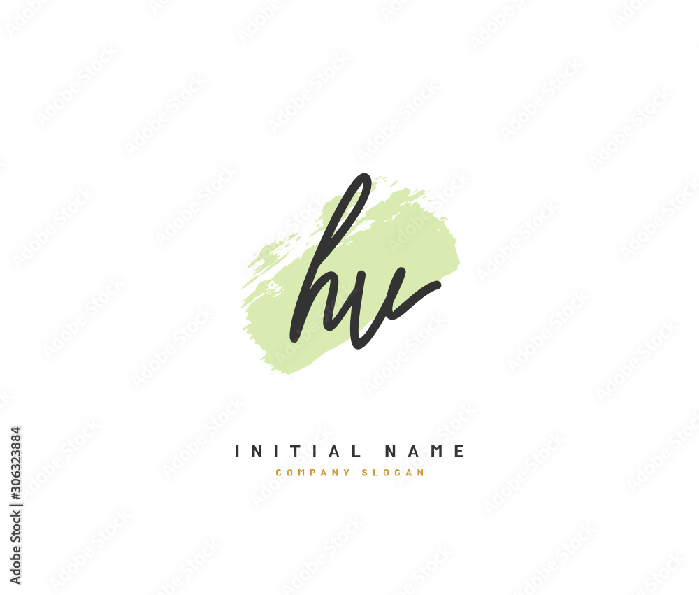 H V HV Beauty vector initial logo, handwriting logo of initial signature, wedding, fashion, jewerly, boutique, floral and botanical with creative template for any company or business.