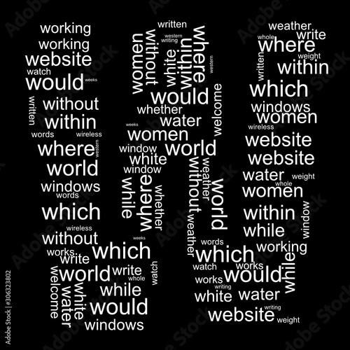 word cloud letter W - words beginning with W