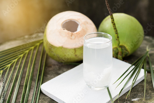 Coconut juice,Drink coconut water photo