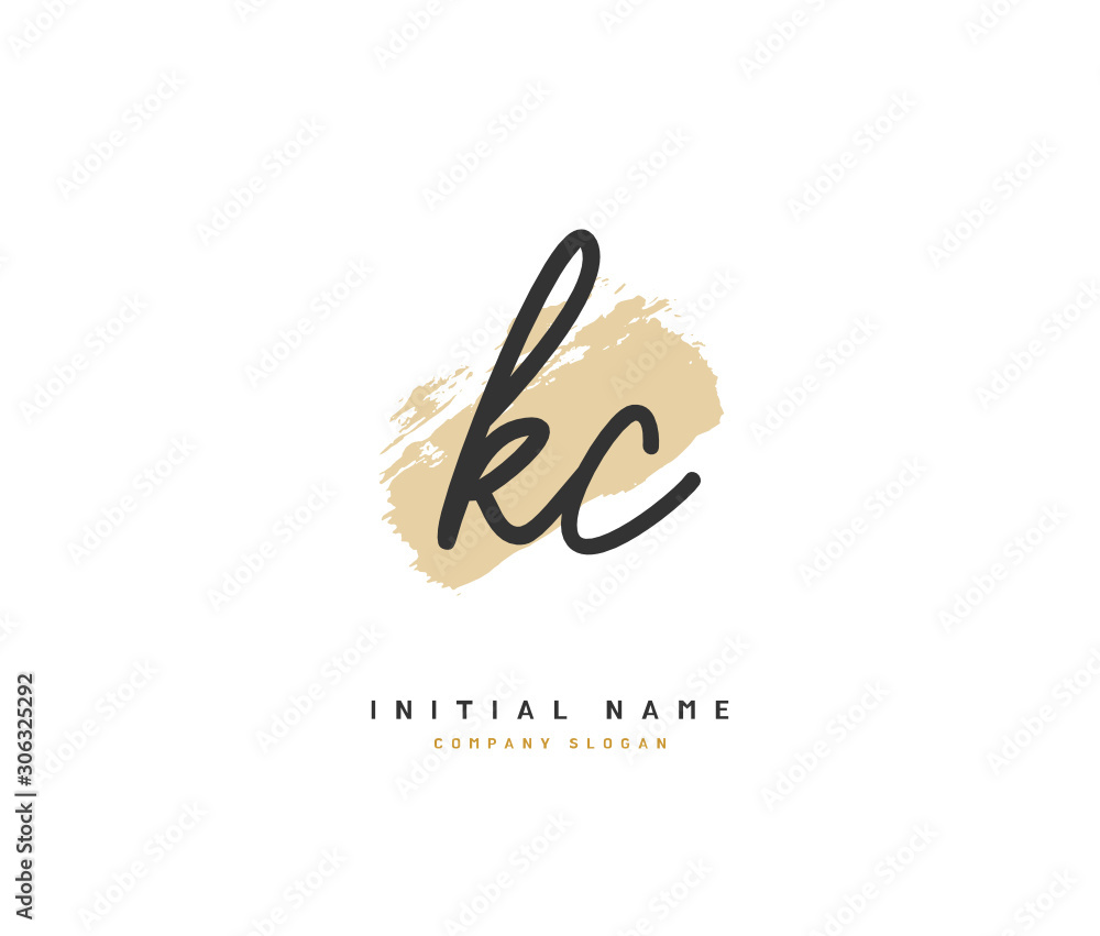 Obraz premium K C KC Beauty vector initial logo, handwriting logo of initial signature, wedding, fashion, jewerly, boutique, floral and botanical with creative template for any company or business.
