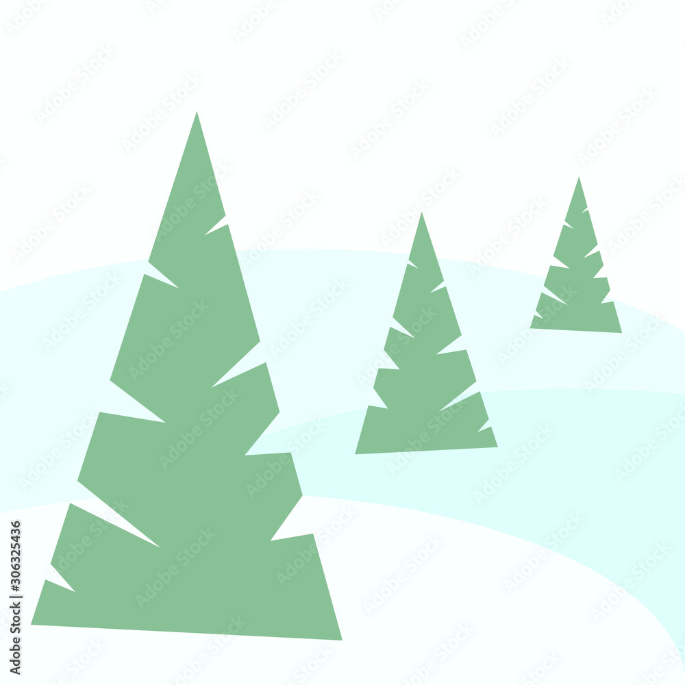Vector illustration contour of Christmas tree.