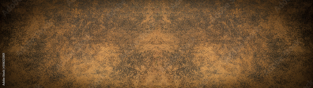 old brown rustic leather - background banner panorama long - obrazy, fototapety, plakaty 
