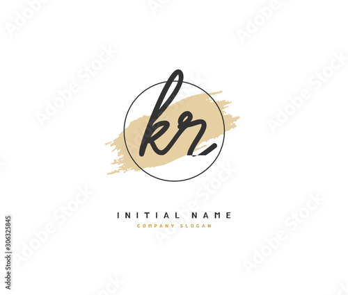 K R KR Beauty vector initial logo, handwriting logo of initial signature, wedding, fashion, jewerly, boutique, floral and botanical with creative template for any company or business.