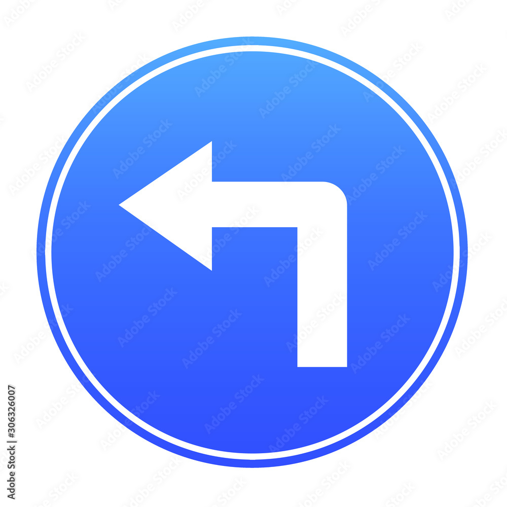 Turn left ahead sign Turn left ahead sign