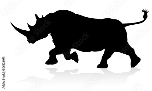 A rhino or rhinoceros safari animal silhouette