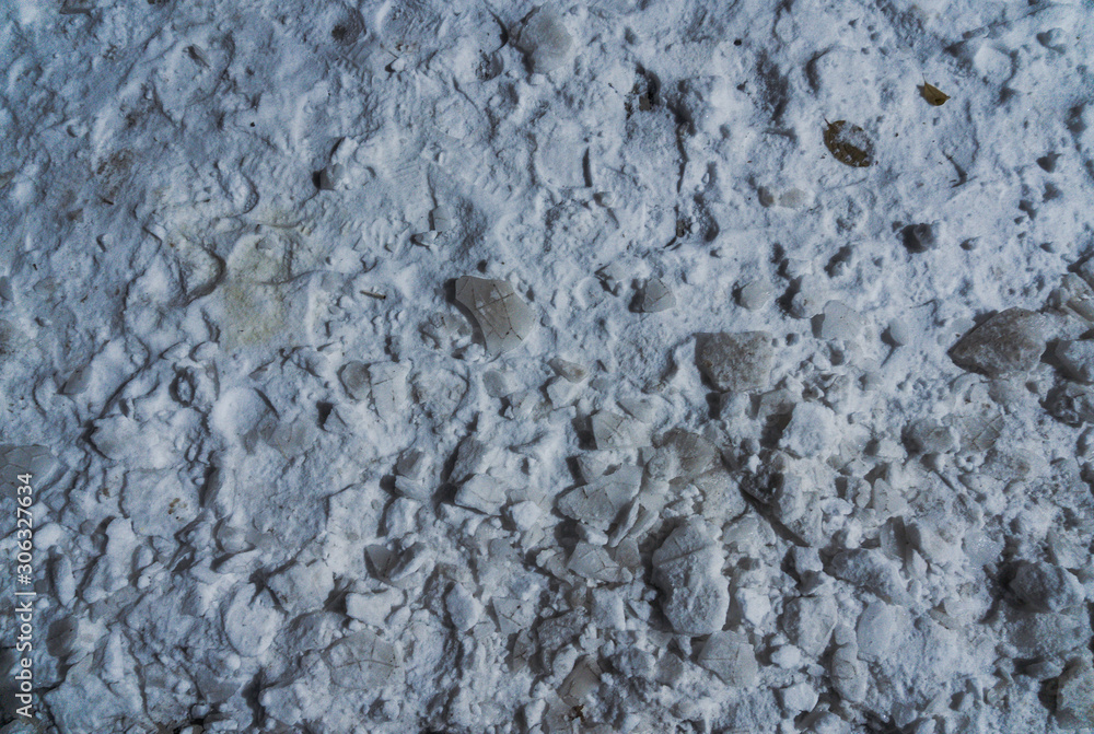 Fototapeta premium snow ice cracked top view night