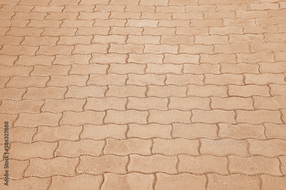 Fototapeta premium Old road red mosaic pavement texture