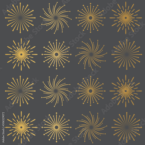 golden fireworks background- vector illustration