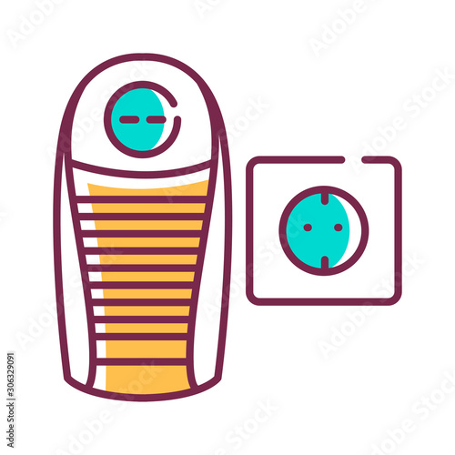 Portable heater color line icon. Small heating device. Can be used anywhere near a socket. Warms people in a cold place. Pictogram for web page, mobile app. UI UX GUI design element. Editable stroke.