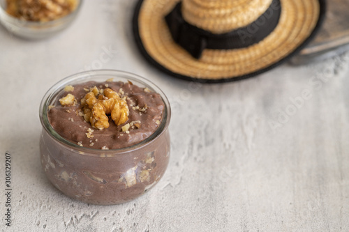 Famous Canary island dessert Principe Alberto - (Prince Albert), chocolate mousse with almonds and hazelnuts.