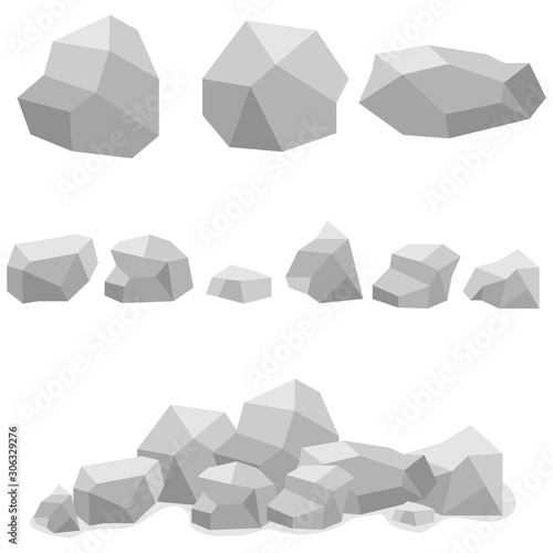 Stones, a set of various stones. Mountain of stone.