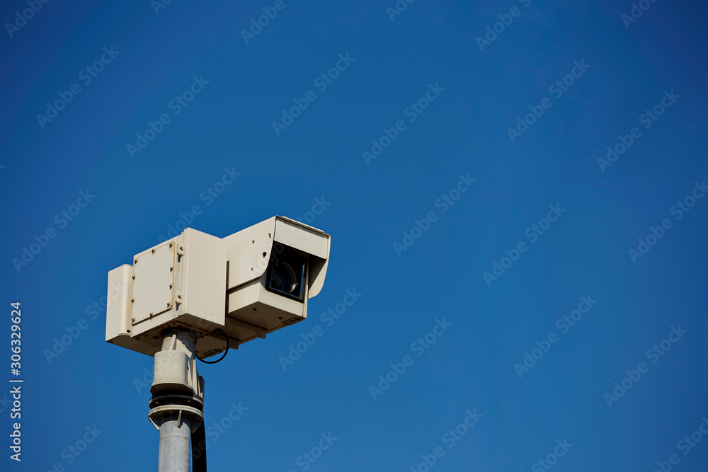 CCTV camera on blue sky background CCTV camera on blue sky background