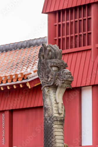 Now destroyed in a fire. Okinawa, Shuri Castle. Seiden, front facade. . Naha, Japan. 