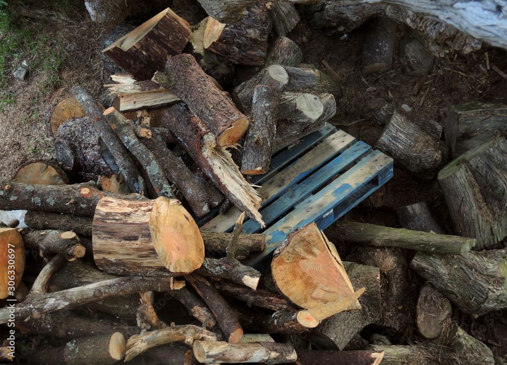 Firewood piled in a mountain Firewood piled in a mountain